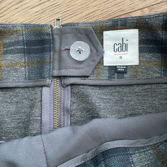 CAbi Step Out Skirt Plaid Blue Gray Gold Women's Pencil Size 8 - Picture 2 of 7